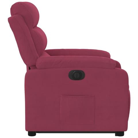 Poltrona Alzapersona Reclinabile Elettrica Rosso Vino Velluto - Foto 9