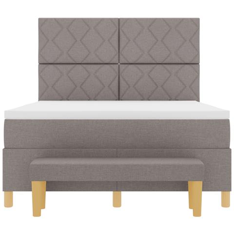 Letto con Box Spring con Materasso e Panca Tortora 160x200 cm Tessuto - Foto 9