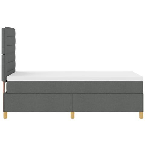 Letto con rete a molle e materasso grigio scuro 90x200 cm in tessuto - Foto 9
