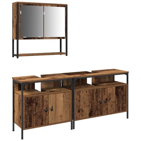 Mobiletto per lavabo con lavello integrato in legno recuperato - Foto 1