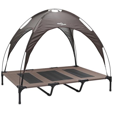 Letto rialzato per cani con tetto rimovibile Marrone XL Acciaio - Foto 1