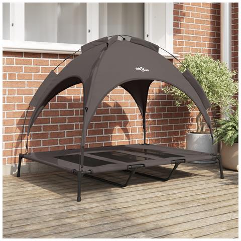 Letto rialzato per cani con tetto rimovibile Marrone XL Acciaio - Foto 2