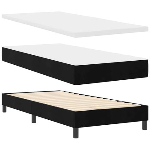 Letto Box Spring con Materasso Nero 100x200 cm in Velluto Nero - Foto 1