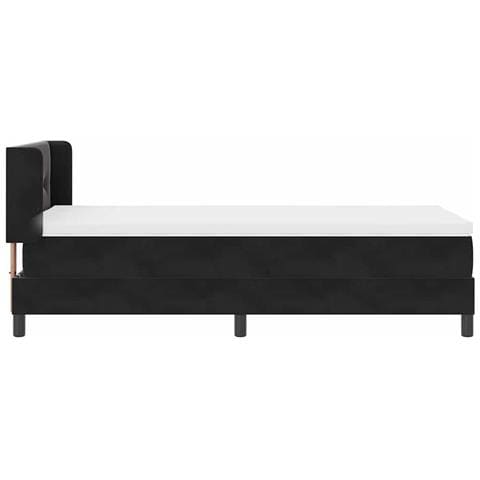 Letto Box Spring con Materasso Nero 100x200 cm in Velluto Nero - Foto 9