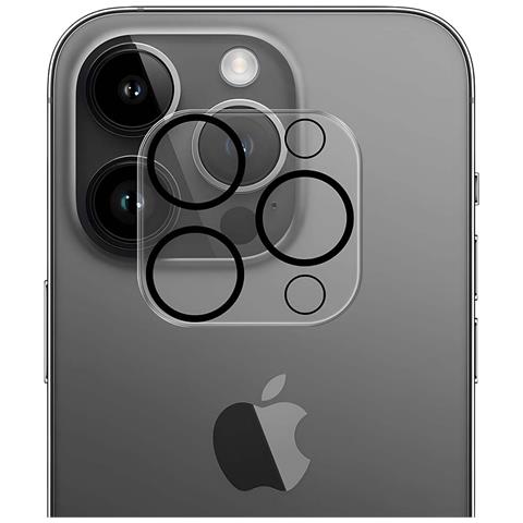 Protezione Obiettivo Fotocamera Per Iphone 15 Pro / 15 Pro Max Copertura Totale, Nero Transparente - Foto 1