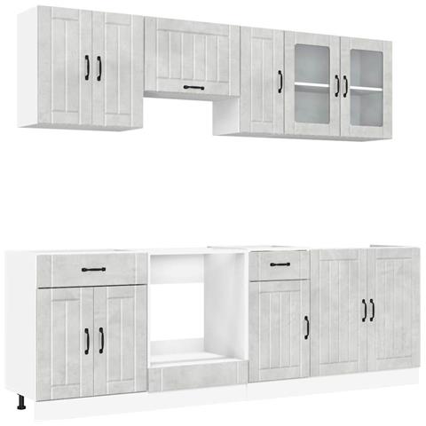 Set Mobili da Cucina 8 pz Lucca Grigio Cemento in Truciolato - Foto 1