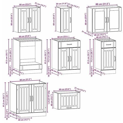 Set Mobili da Cucina 8 pz Lucca Grigio Cemento in Truciolato - Foto 9