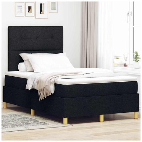 Letto a molle con materasso Nero 120 x 190 cm Tessuto - Foto 2
