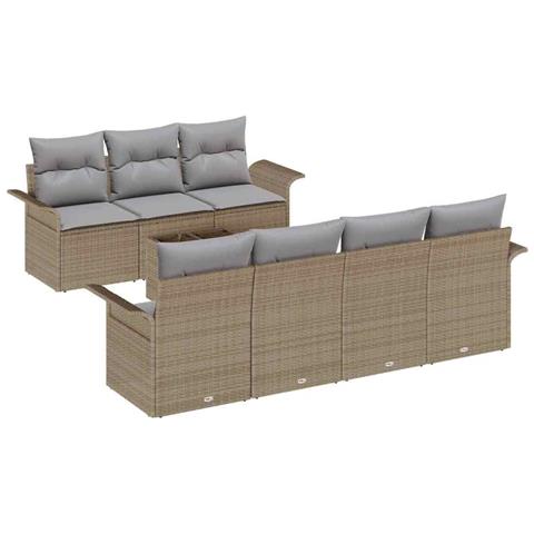 Set Divano da Giardino 8 pcs Beige e grigio 55 x 55 x 37 cm - Foto 1
