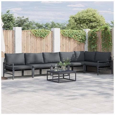 Set Divano da Giardino 6 pcs Antracite Acciaio - Foto 2