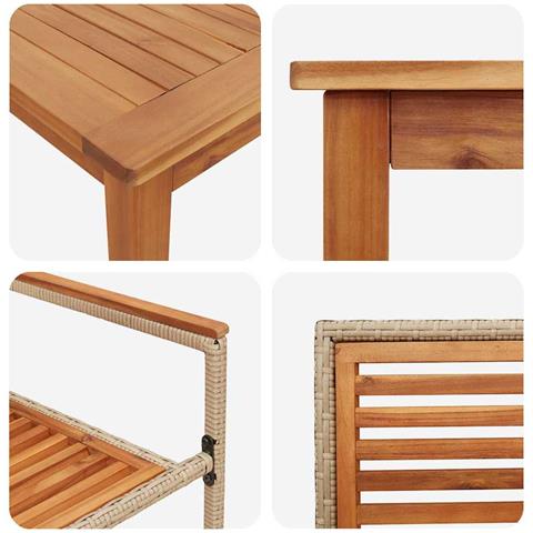 Set da Pranzo per Giardino 7 pcs Beige Poly Rattan - Foto 9