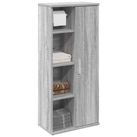 Mobile da Bagno con Portarotolo Grigio Sonoma 39x22x90 cm - Foto 2