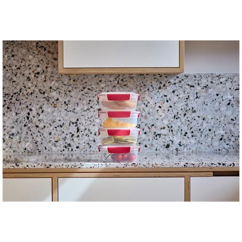Set Di Contenitori Per Alimenti Nest Lock™ Joseph Joseph Da 4 Pezzi, 1,1 L, Impilabili, Ermetici E A Prova Di Perdite, Adatti Al Microonde E Al Congelatore, Rosso - Foto 2