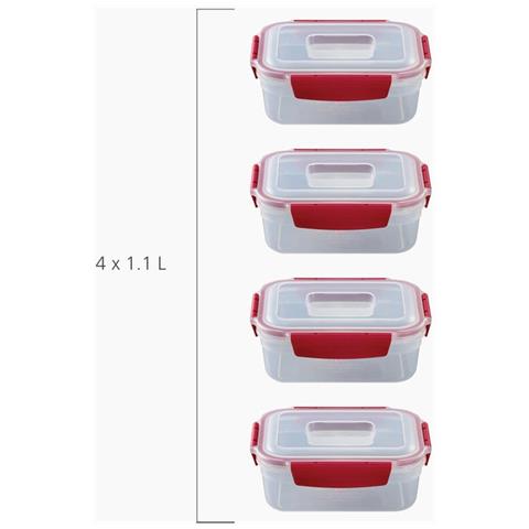 Set Di Contenitori Per Alimenti Nest Lock™ Joseph Joseph Da 4 Pezzi, 1,1 L, Impilabili, Ermetici E A Prova Di Perdite, Adatti Al Microonde E Al Congelatore, Rosso - Foto 6