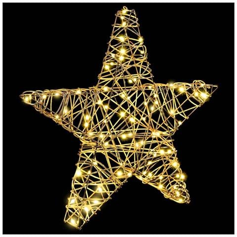 Stella 3D con 50 LED Bianco caldo 55 x 52.5 x 9 cm Rattan - Foto 2