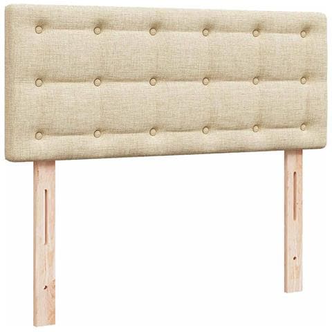 Struttura Letto Pouf con Materasso Crema 120x190 cm in Tessuto - Foto 9