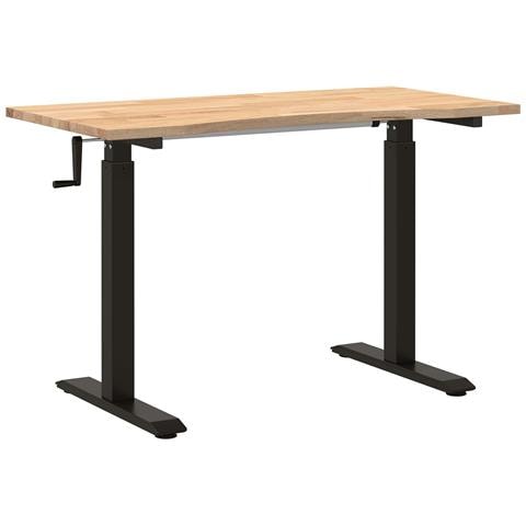 Scrivania Nero e naturale 120 x 60 cm Legno di Quercia Massello - Foto 1