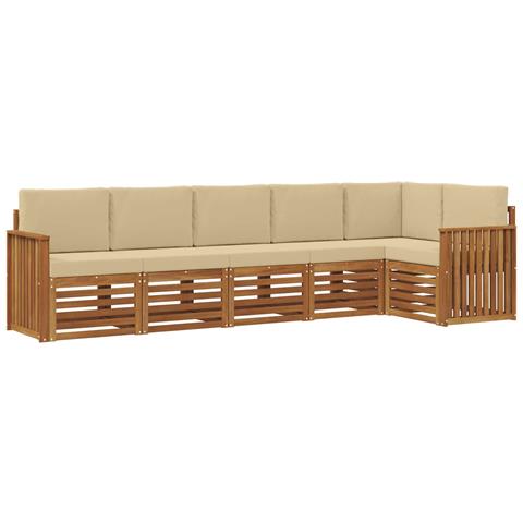 Set divani 6 pcs Naturale e Beige Legno di Acacia Massello - Foto 1