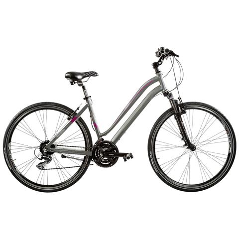 Bici Da Donna Ibrido Misura 28 Linea Aura Bicicletta Con Cambio Acera 24v Telaio In Alluminio Forcella Ammortizzata - 44 Titanio Opaco Fuxia - Foto 1