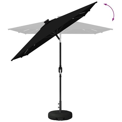 Parasol da Giardino con Luci LED 200 x 300 cm Poliestere Nero - Foto 2