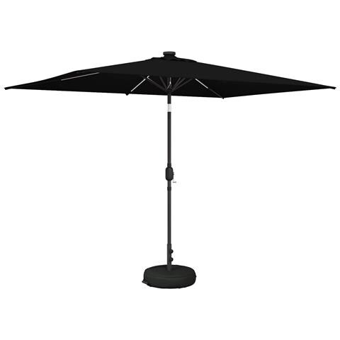 Parasol da Giardino con Luci LED 200 x 300 cm Poliestere Nero - Foto 1