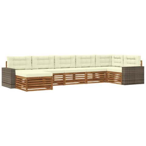 Set di divani da esterno con cuscino 7 pcs Naturale e Crema - Foto 1