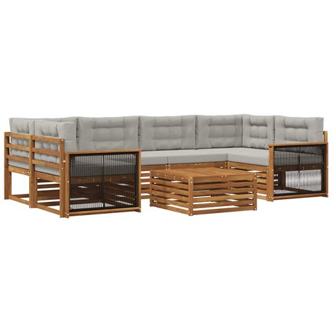 Set di divani da esterno 7 pcs Naturale e Grigio Chiaro - Foto 1