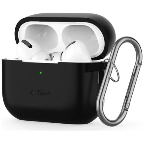 Custodia In Silicone Con Gancio Per Apple Airpods Pro 1 / 2 - Nera - Foto 1