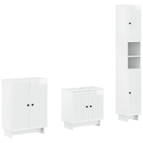 Set di armadietti da bagno in 3 pezzi EDE Bianco Lucido - Foto 1