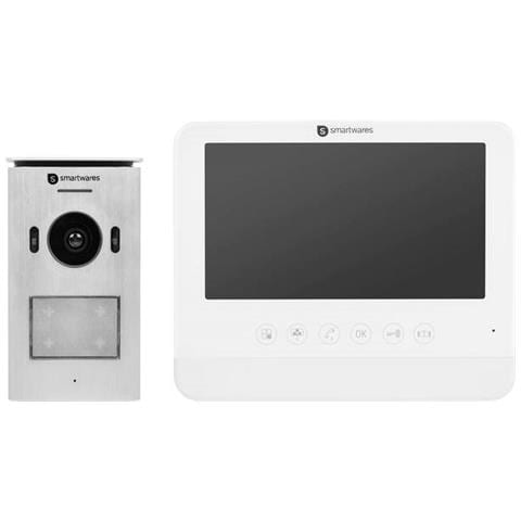 Video Citofono 2 Fili Kit Completo Casa Monofamiliare Argento, Bianco - Foto 1