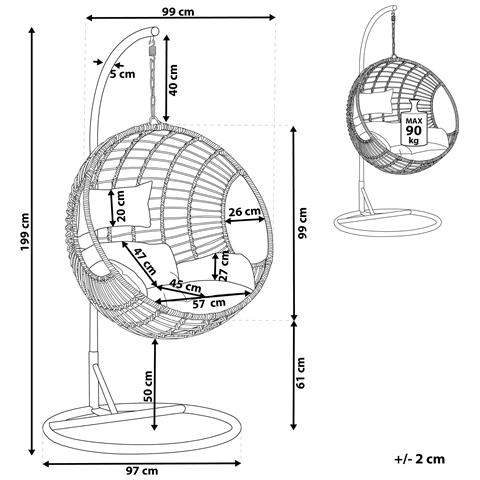 Poltrona Sospesa In Rattan Nero Con Piedistallo Aspio - Foto 15