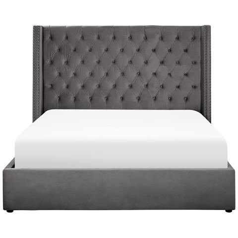 Letto Imbottito In Velluto Grigio Con Contenitore 160 X 200 Cm Lubbon - Foto 14