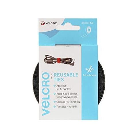 Velcro Marca One-wrap Riutilizzabili Cravatte A 10 Mm X 5 M - Nero - Foto 1