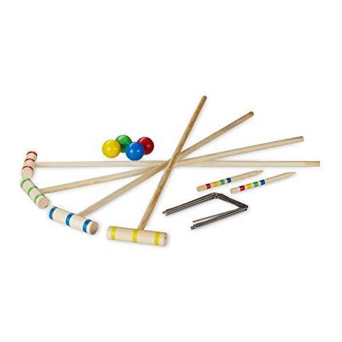 Di Unisex Croquet Gioco 4 Giocatori Adulti E Bambini Set Completo Di Carrier Bag Legno Mallet 75 Cm Naturale Brown Un Formato - Foto 1