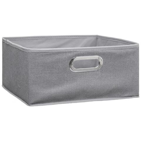 Scatola Porta Oggetti In Tessuto Grigio Maniglie In Metallo 31x31x H15 Cm - Foto 1
