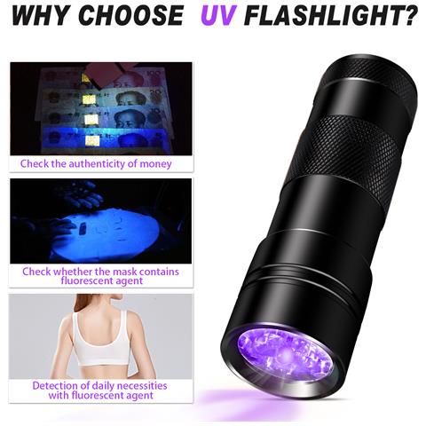 Torcia Uv Con 12 Led 395 Nm Nera - Foto 12