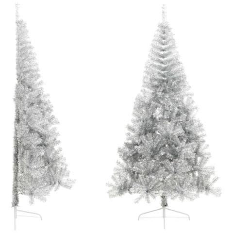 Albero di Natale a Metà con Supporto Argento 210 cm PET - Foto 1