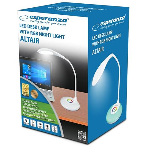 Lampada Da Scrivania Esperanza Eld102 Bianco 80 Plastica 13 X 21 X 13 Cm - Foto 2