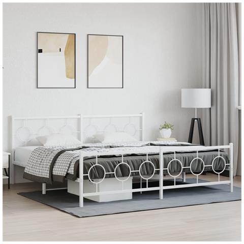 Giroletto Con Testiera E Pediera Metallo Bianco 193x203 Cm - Foto 3