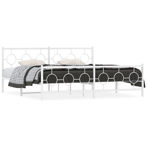 Giroletto Con Testiera E Pediera Metallo Bianco 193x203 Cm - Foto 1