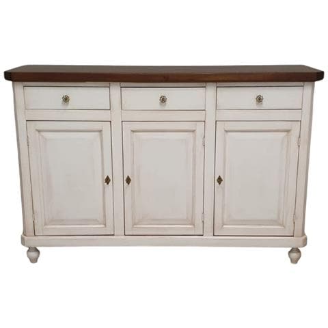Madia Credenza Shabby Chic Bicolore In Legno 3 Porte 150x43x98 - Foto 1