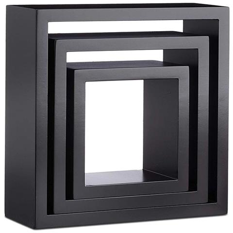 Set 3 Mensole Da Parete Moderne Design Cubo Mensola Scaffale In Legno Mdf Nero - Foto 3