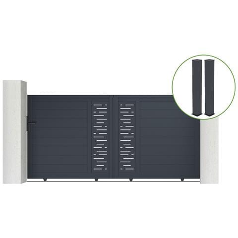 Cancello Scorrevole 3m Arlberg H. 140cm Grigio Alluminio + 2 Montanti 20x20cm H. 166cm - Foto 1