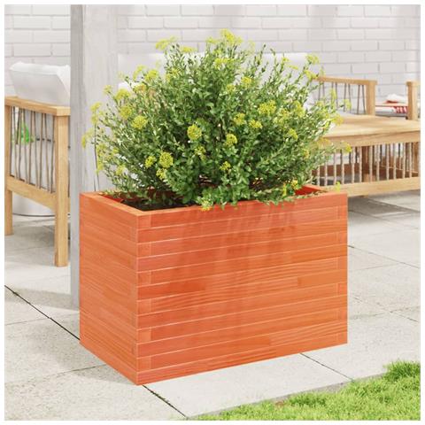 Fioriera Giardino Marrone Cera 70x40x45,5cm Legno Massello Pino - Foto 3