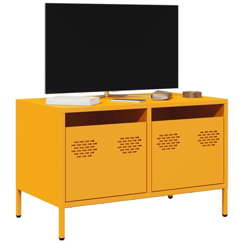 Mobile Tv Giallo Senape 68x39x43,5cm Acciaio Laminato A Freddo - Foto 1