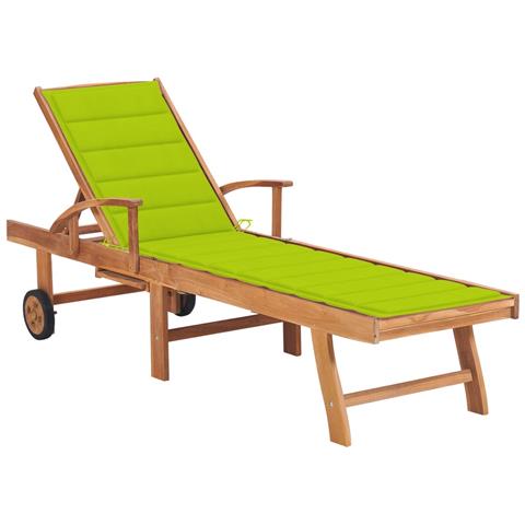 Lusso Casadino -  Lettino Prendisole E Cuscino In Massello Teak Verde Brillante - Foto 2