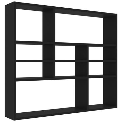 Scaffale A Parete Nero 90x16x78 Cm In Legno Multistrato - Foto 1