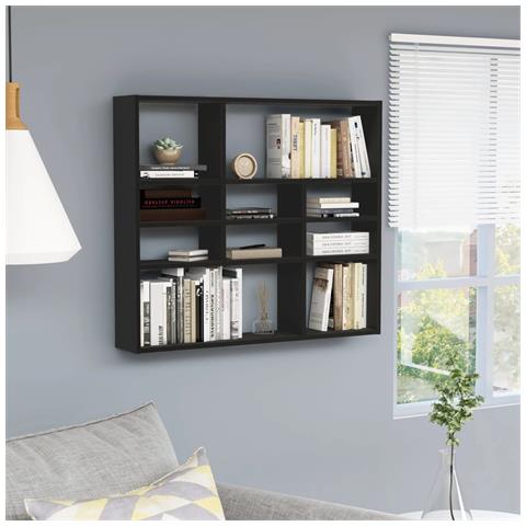 Scaffale A Parete Nero 90x16x78 Cm In Legno Multistrato - Foto 6