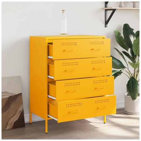 Credenza Giallo Senape 68x39x89 Cm In Acciaio - Foto 2