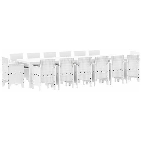 Set da Pranzo per Giardino 15 pcs Bianco Rattan Polt - Foto 1